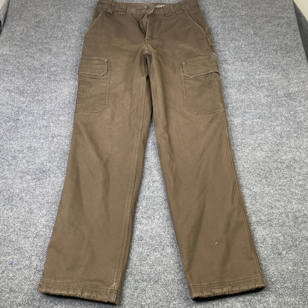 Duluth Trading Co Flex Fire Hose Fleece Lined Cargo Work Pants Brown 34x34